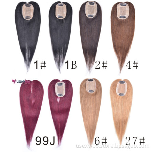 Human Hair Toppers Straight Hairpieces 100% Real Virgin Brazilian 6x9cm Silk Base Clip In Human Hair Toupee